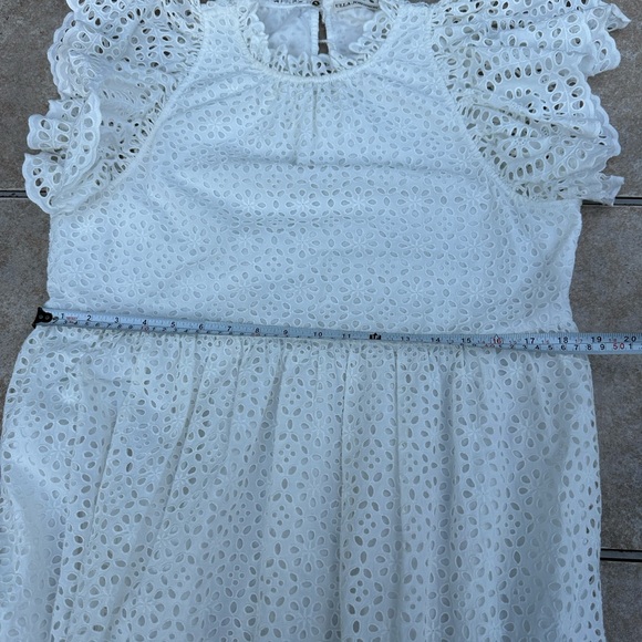 Ulla Johnson Norah Eyelet Mini Dress in White Short Sleeve Ruffle - Picture 10 of 11